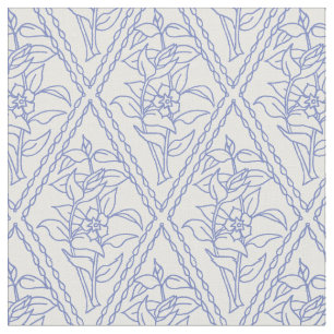 Chic Periwinkle Blue Floral Diamond Pattern Stof