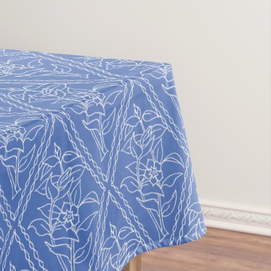 Chic Periwinkle Blue Floral Diamond Pattern Tafelkleed (Voorbeeld)