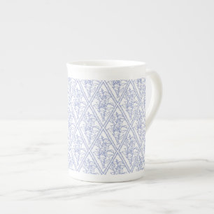 Chic Periwinkle Blue White Floral Diamond Pattern Porselein Kop