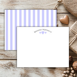 Chic Periwinkle Cracked Hearts Striped Note Card Notitiekaartje