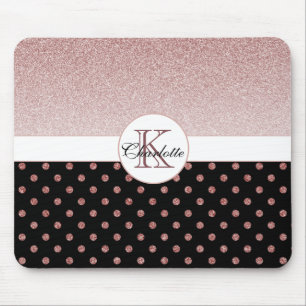 Chic Personal Roos Gold Glitter Polka Dot Name Muismat