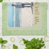 Chic Personalized Photo Text Grandma Gift Green Theedoek (Gevouwen)
