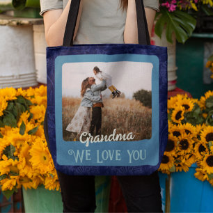 Chic Personalized Photo Text Grandma Ma Gift Draagtas