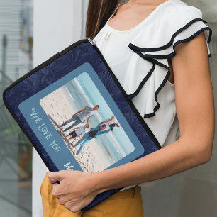 Chic Personalized Photo Text Mothers Day Gift Laptop Sleeve
