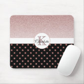 Chic Personalized Rose Gold Glitter Polka Dot Name Muismat (Met muis)