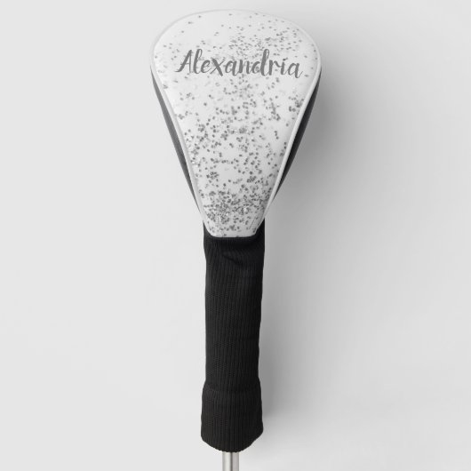 Chic Personalized Silver Confetti Golfheadcover (Voorkant)