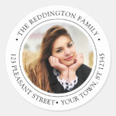 Chic Photo Afstuderen Round Return Adres Label (Voorkant)