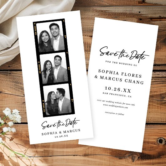 Chic Photo-booth Filmstrip Wedding Save The Date