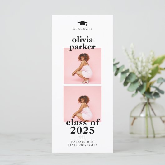 Chic Photo Collage QR Code Graduation Faire-part (Debout devant)