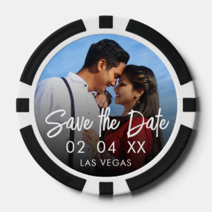 Chic Photo Destination Wedding Sla de datum op Poker Chips