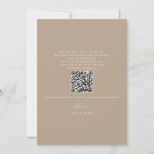 Chic Photo QR Code Mariage Faire-part Fiançailles (Dos)