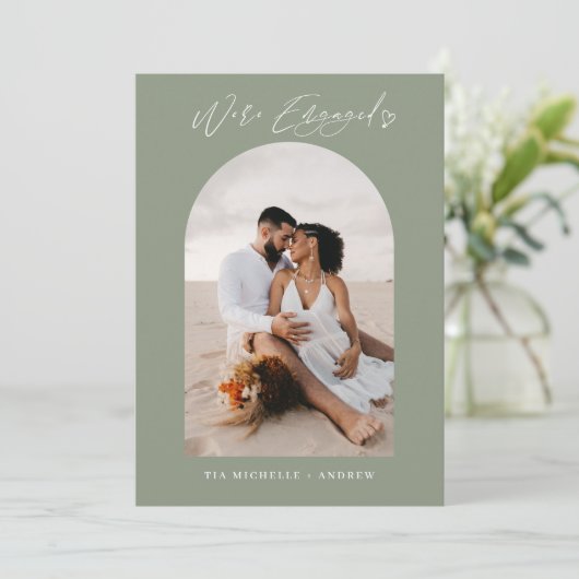 Chic Photo QR Code Mariage Faire-part Fiançailles (Debout devant)