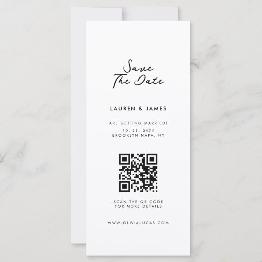 Chic Photo Strip Wedding QR-code Bewaar de datum (Achterkant)