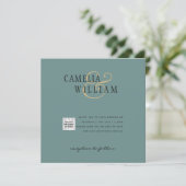 Chic Photo Wedding Invite QR Code Save Date Green (Staand voorkant)