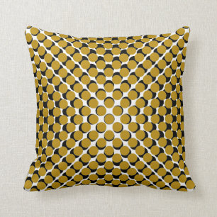 CHIC PILLOW_190 MUSTARD /BLACK MODERN DOT PATTERN KUSSEN