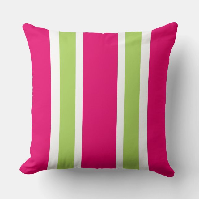 CHIC PILLOW_ 561 HOT PINK/60 GROENE STRIPES KUSSEN (Voorkant)