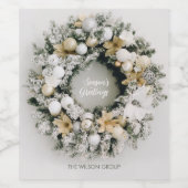 Chic Pine Noël Wreath Vin Étiquette (Étiquettes simples)