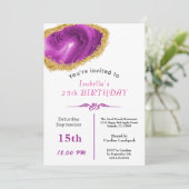 Chic Pink Agate Gold Gilded for Birthday Kaart (Staand voorkant)