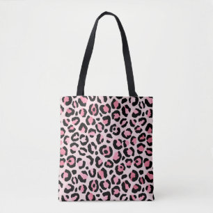 Chic Pink and Black Leopard Print Draagtas