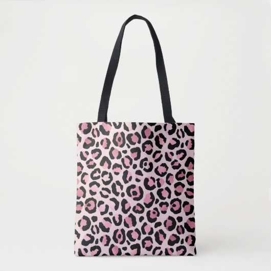 Chic Pink and Black Leopard Print Draagtas (Voorkant)