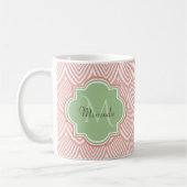 Chic Pink Arching Scallops Soft Green Monogram Nam Koffiemok (Links)