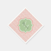 Chic Pink Arching Scallops Soft Green Monogram Nam Servetten (Hoek)