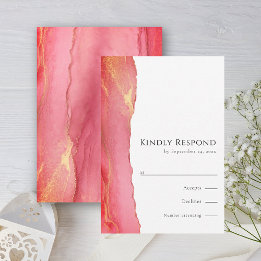 Chic Pink Art RSVP Wedding Response Kaart