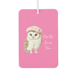 Chic Pink Beret Brown White Owl Be Seeing You Luchtverfrisser