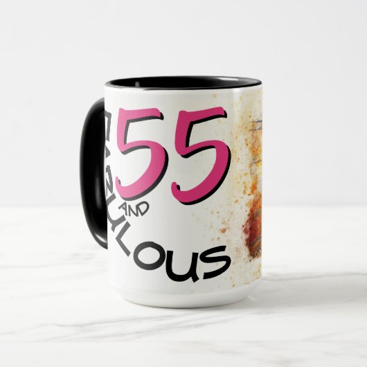  Chic Pink Bicycle 55 en Fabulous Birthday Mok (Voorkant links)