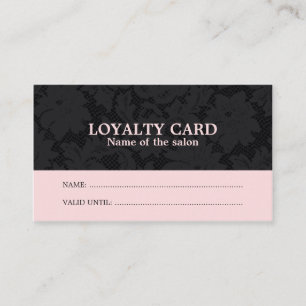 Chic Pink Black Lace Hair Salon Loyalty Kaart