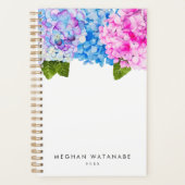 Chic Pink Blue Floral Hydrangea Garden Planner (Voorkant)