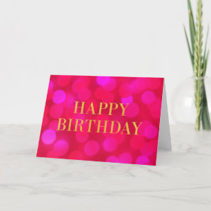Chic Pink Bokeh Licht Faux Gold Happy Birthday Kaart