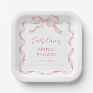 Chic Pink Bow Girl Baby shower Papieren Bordje