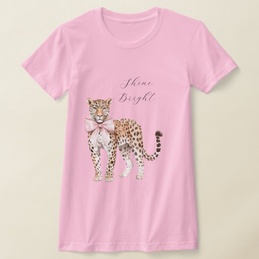 Chic Pink Bow Leopard T-shirt (Laagn)