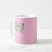 Chic Pink Bow Personalized Name Two-Tone Mug Koffiemok (Voorkant links)