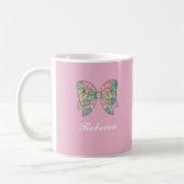Chic Pink Bow Personalized Name Two-Tone Mug Koffiemok (Links)