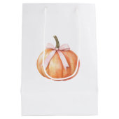 Chic Pink Bow Pumpkin Medium Cadeauzakje (Achterkant)