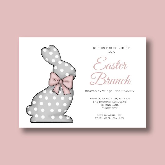Chic Pink Bunny Easter Brunch Kaart