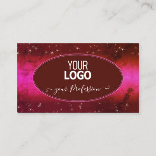 Chic Pink Burgundy Marged Glitter Stars met Logo Visitekaartje