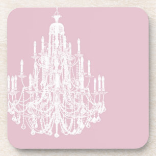 Chic Pink Chandelier Bier Onderzetter