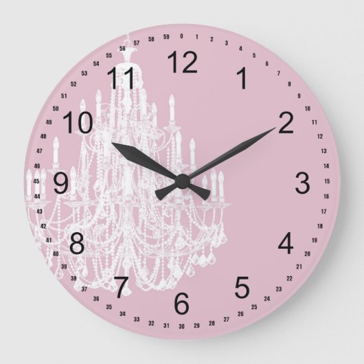 Chic Pink Chandelier Grote Klok (Voorkant)