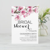 Chic Pink Cherry Blossom Botanisch Vrijgezellenfee Kaart (Staand voorkant)