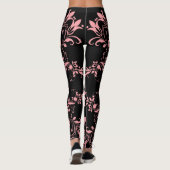 Chic Pink Damask Pattern Women's Workout Leggings (Achterkant)