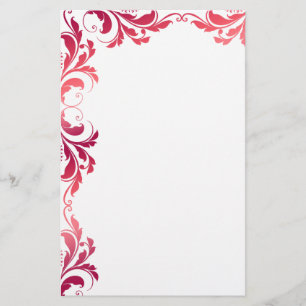 Chic Pink Damask Plain Stationery Briefpapier