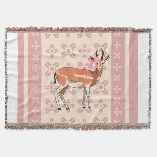 Chic Pink Doe-patterned Christmas  Deken (Voorkant)