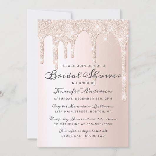 Chic Pink Dripping Glitter Elegant Vrijgezellenfee Kaart (Voorkant)