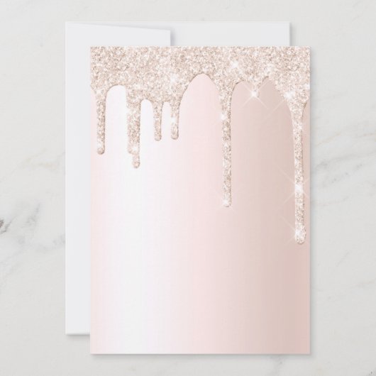 Chic Pink Dripping Glitter Elegant Vrijgezellenfee Kaart (Achterkant)