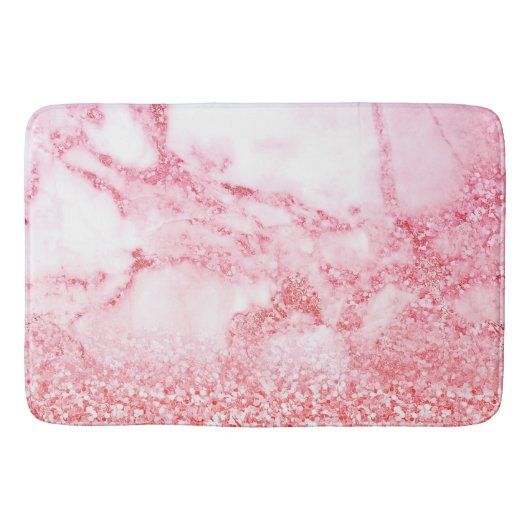 Chic Pink Elegant Roos Gold Glitter Marble Badmat (Voorkant)