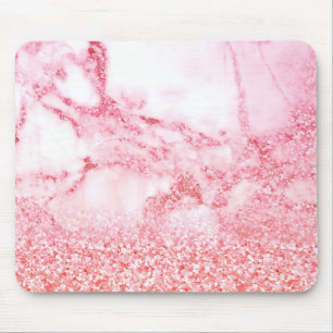 Chic Pink Elegant Roos Gold Glitter Marble Muismat