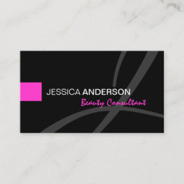 Chic Pink en Black Monogram Elegant Visitekaartje